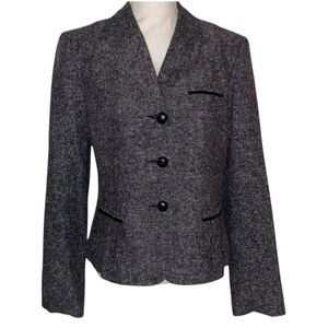 GEORGE Tweed Blazer Jacket in DK GRY/WHT Tweed w/ Black Accents Size 12